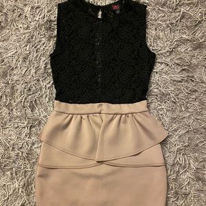 Black and Tan peplum dress